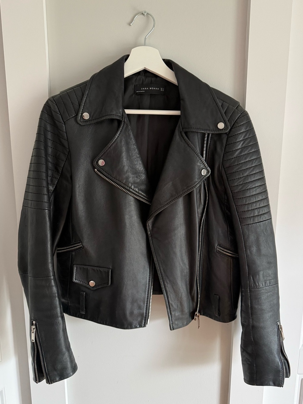 Zara Black Leather Moto Jacket